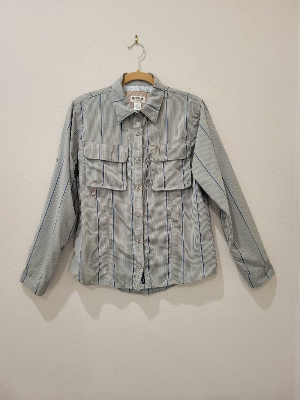 Magellans Laguna Madre Striped Shirt, Size Medium